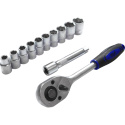 zestaw narzędzi 12w1 grzechotka 1/2 nasadki 10-24 mm przedłużka 125 mm