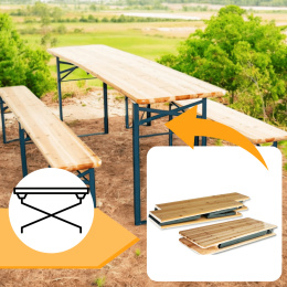 zestaw ogrodowy drewniany skladany stol 2 ławki 220 cm Komplet Piwny Barowy