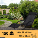 Leżak Bujany OGRODOWY 175cm 150kg Nowoczesny Fotel Leżanka Czarny Metalowy