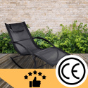 Leżak Bujany OGRODOWY 175cm 150kg Nowoczesny Fotel Leżanka Czarny Zestaw x2