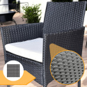 Zestaw Rattanowy 2 Fotele Stolik Wypoczynek Czarny Poduszki Technorattan