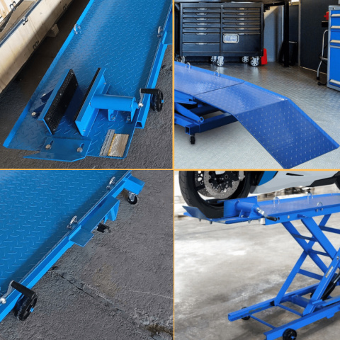 podnosnik motocyklowy platformowy platforma 364 kg rampa serwisowa 21-78 cm