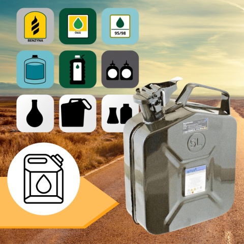 kanister na paliwo 5l metalowy bituxx z atestem bezpieczny zamek bagnetowy