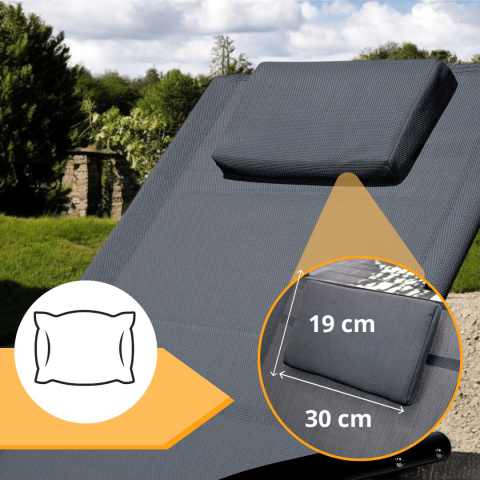Leżak ogrodowy 160x62 cm textilene stalowy odporny UV 150 kg Szary