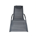 Leżak ogrodowy 160x62 cm textilene stalowy odporny UV 150 kg Szary