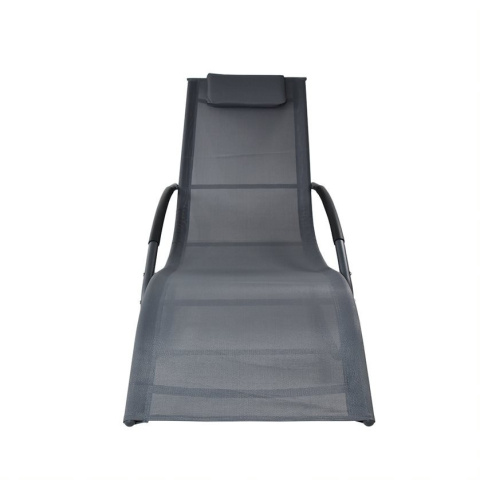 Leżak ogrodowy 160x62 cm textilene stalowy odporny UV 150 kg Szary