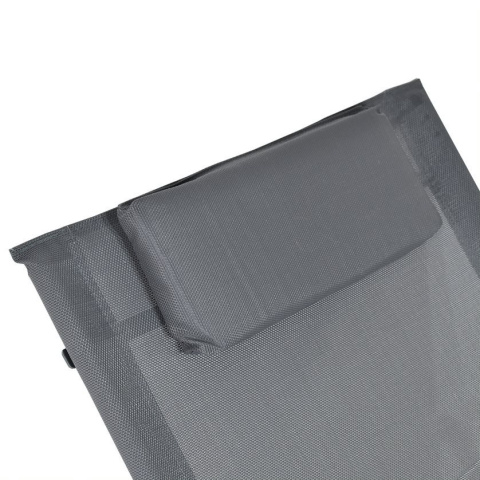 Leżak ogrodowy 160x62 cm textilene stalowy odporny UV 150 kg Szary
