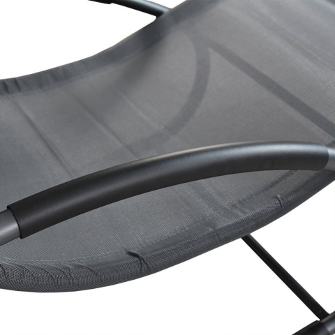 Leżak ogrodowy 160x62 cm textilene stalowy odporny UV 150 kg Szary