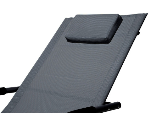 Leżak ogrodowy 160x62 cm textilene stalowy odporny UV 150 kg Szary
