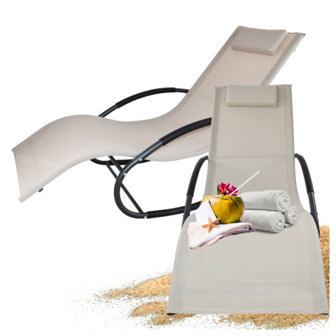 leżak bujany ogrodowy textilene beżowy do ośrodków spa i hoteli 150 kg