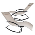 leżak OGRODOWY bujany DESIGNERSKI beżowy textilene 150 kg elegancki na lata