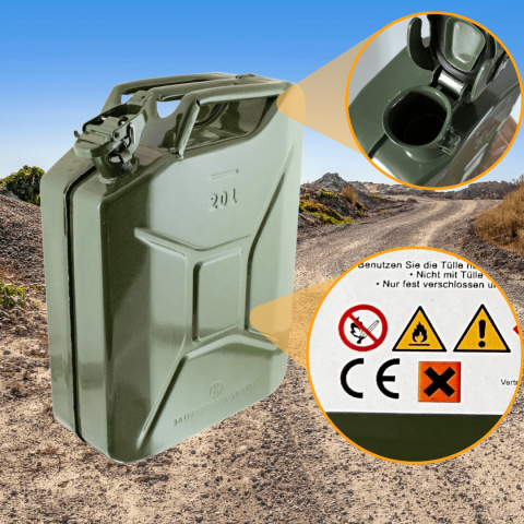 kanister metalowy 20l bituxx na paliwo płyny kompatybilny atestowany CE