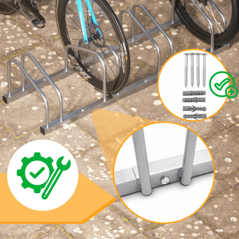 stojak na 6 rowerów montaż ścienny podłogowy metal malowany proszkowo ip44