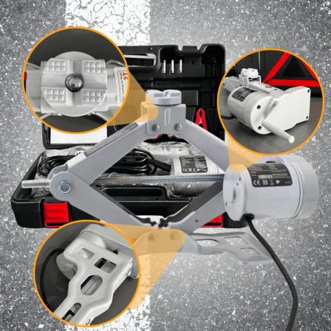 Elektryczny podnośnik samochodowy 2T 12V z pilotem wys. 12-35cm lekki 4.3kg