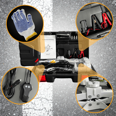 Elektryczny podnośnik samochodowy 2T 12V z pilotem wys. 12-35cm lekki 4.3kg