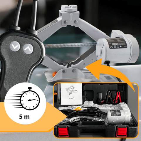 Elektryczny podnośnik samochodowy 2T 12V z pilotem wys. 12-35cm lekki 4.3kg