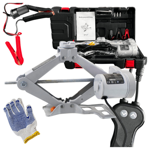 Elektryczny podnośnik samochodowy 2T 12V z pilotem wys. 12-35cm lekki 4.3kg