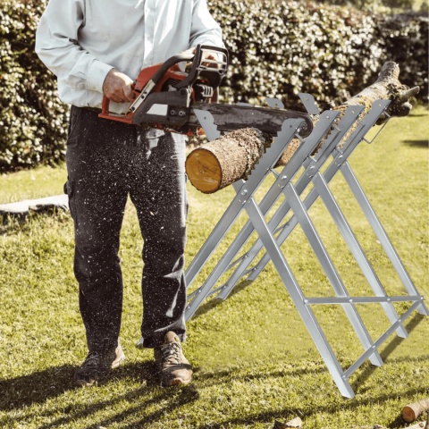 Stojak na Drewno do Cięcia Ocynkowany Wytrzymały 150kg Kompaktowy Bituxx