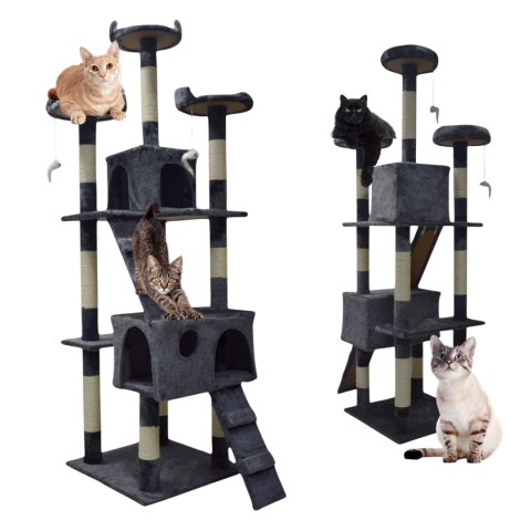 drapak dla kota 170 cm ciemnoszary domek platformy legowisko zabawki sizal