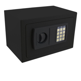sejf meblowy czarny elektroniczny zamek klucz montaż do szafy na dokumenty