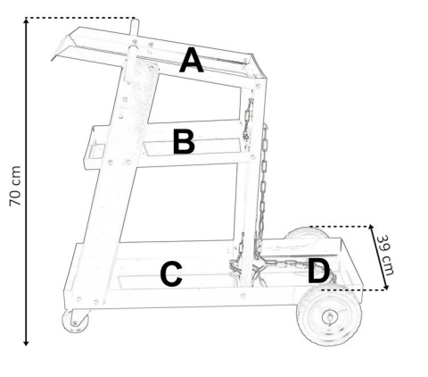 wózek spawalniczy 3 półki miejsce na butlę gazową stalowy udźwig 40 kg