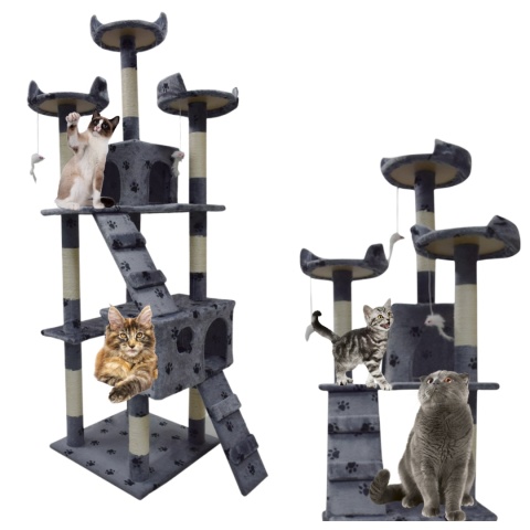 DRAPAK DLA KOTA DUŻY 170cm WYSOKI LEGOWISKO DOMEK SŁUPEK DRZEWKO SZARY