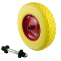 Koło do taczki 400mm poliuretanowe nieprzebijalne oś 20mm żółta felga 250kg