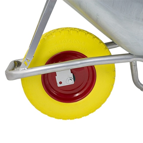 Koło do taczki 400mm poliuretanowe nieprzebijalne oś 20mm żółta felga 250kg