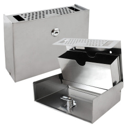 popielniczka zewnętrzna ścienna stal nierdzewna zamykana kompaktowa srebrna