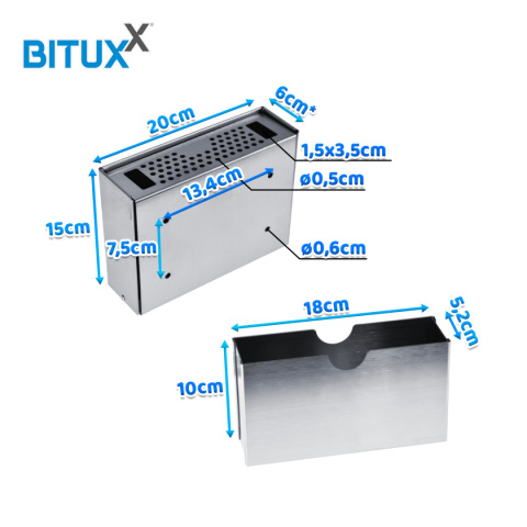 popielniczka zewnętrzna ścienna stal nierdzewna zamykana kompaktowa srebrna
