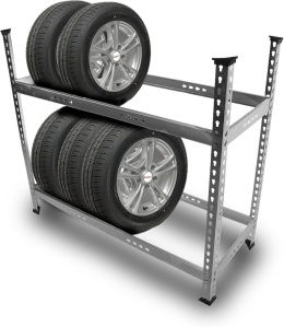 regał metalowy na opony 8 kół 150 kg czarny lekki bez narzędzi