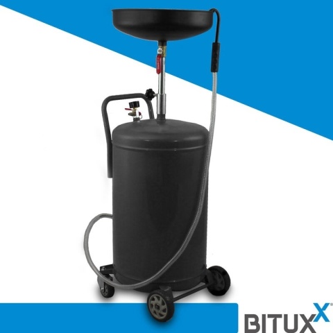 Zlewarka Wózek do Zbierania Oleju 80L Sprężone Powietrze Regulowany Lejek