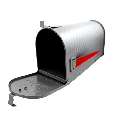 skrzynka pocztowa usa srebrna stalowa z flaga zewnetrzna na listy