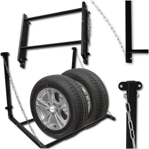 wieszak ścienny na opony koła składany stalowy 130 kg garaż regulowany