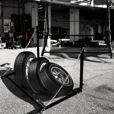 wieszak ścienny na opony koła składany stalowy 130 kg garaż regulowany