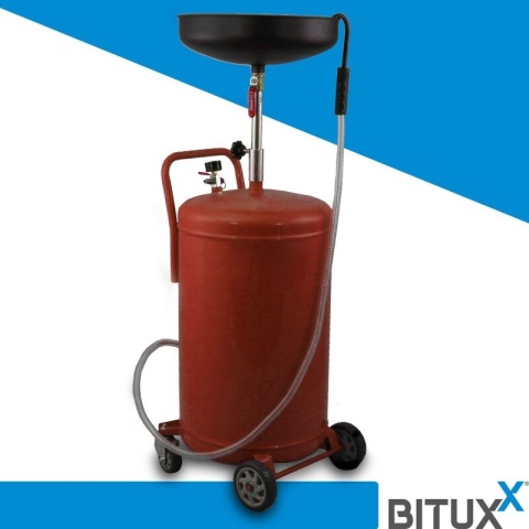 Zlewarka Wózek do Oleju 80L Czerwona Sprężone Powietrze Lejek