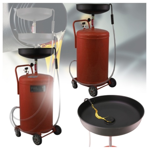 Zlewarka Wózek do Oleju 80L Czerwona Sprężone Powietrze Lejek