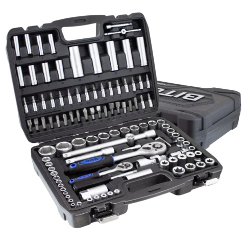 zestaw kluczy nasadowych 108 el crv bituxx grzechotki torx w walizce
