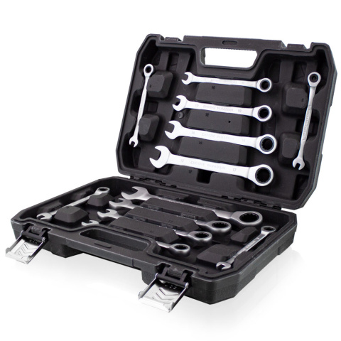 zestaw kluczy płasko oczkowych crv grzechotka 12 szt walizka warsztat