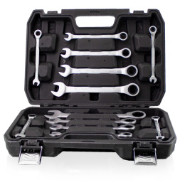 zestaw kluczy płasko oczkowych crv grzechotka 12 szt walizka warsztat