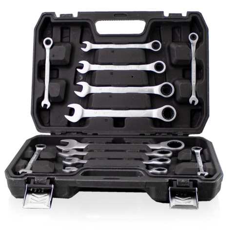 zestaw kluczy płasko oczkowych crv grzechotka 12 szt walizka warsztat