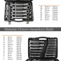 klucze płasko oczkowe z grzechotką zestaw 22szt 6 32mm crv walizka