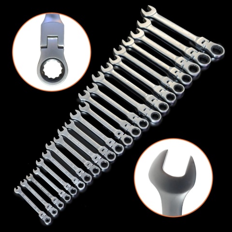 klucze płasko oczkowe z grzechotką zestaw 22szt 6 32mm crv walizka