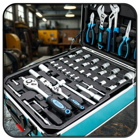 zestaw narzędzi 1300 el walizka crv skrzynka z bitami grzechotki klucze