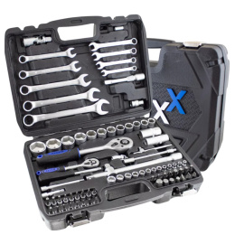 zestaw narzędzi 82 el grzechotki klucze crv walizka garaż warsztat