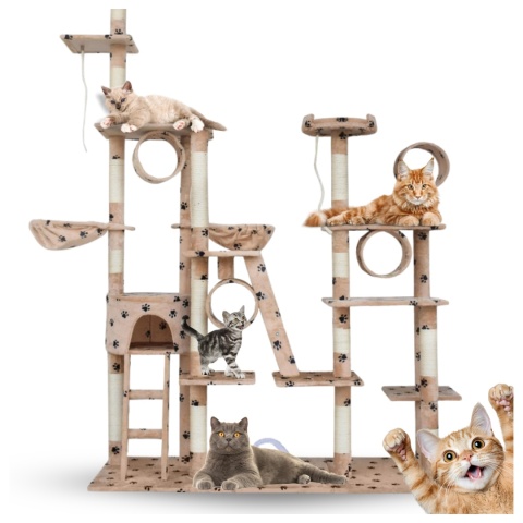 DRAPAK DLA KOTA XXL DUŻY 255cm WIEŻA HAMAK TUBA DOMEK BEŻOWY W ŁAPKI