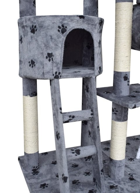 DRAPAK DLA KOTA XXL DUŻY 255cm WIEŻA HAMAK TUBA DOMEK JASNY SZARY W ŁAPKI