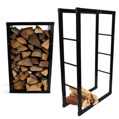 STOJAK NA DREWNO KOMINKOWE 60×25×100CM BITUXX METALOWY LOFT CZARNY