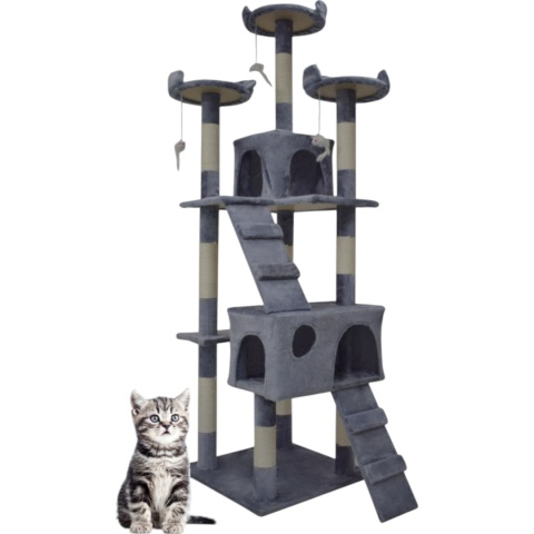 DRAPAK DLA KOTA DUŻY 170cm WYSOKI LEGOWISKO DOMEK DRZEWKO JASNY SZARY