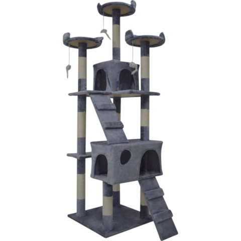 DRAPAK DLA KOTA DUŻY 170cm WYSOKI LEGOWISKO DOMEK DRZEWKO JASNY SZARY